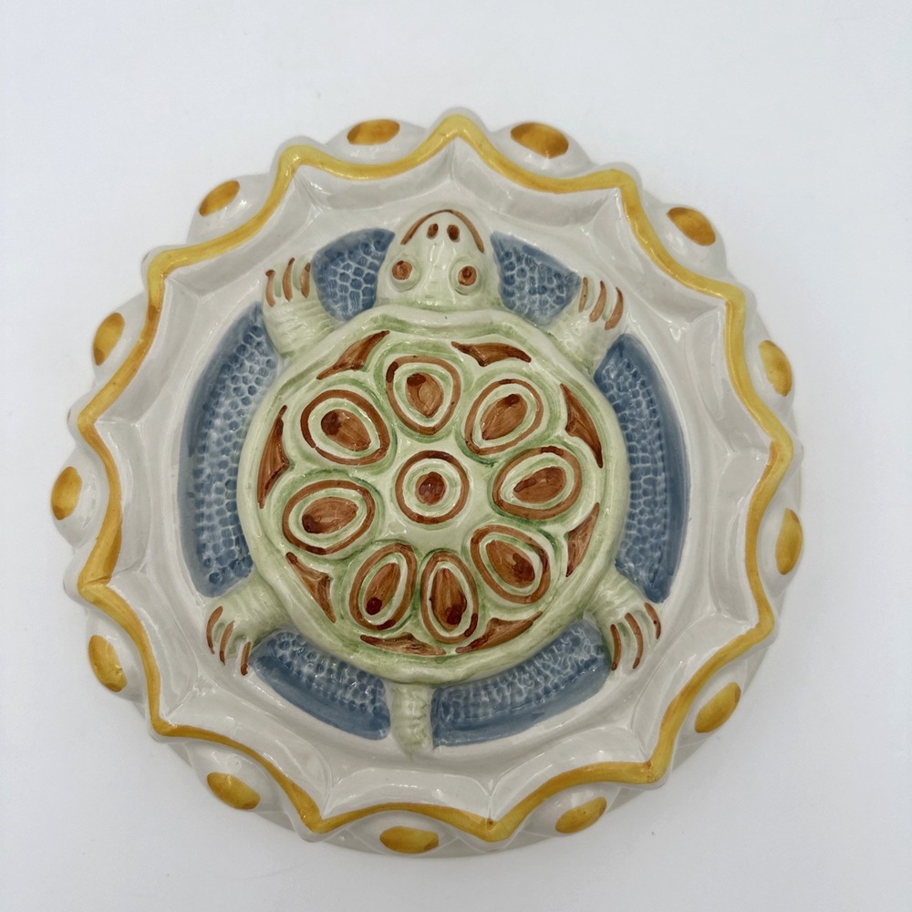Mei-Elmar Imports Turtle Ceramic Wall Hanging Mold Italy White Green K3370